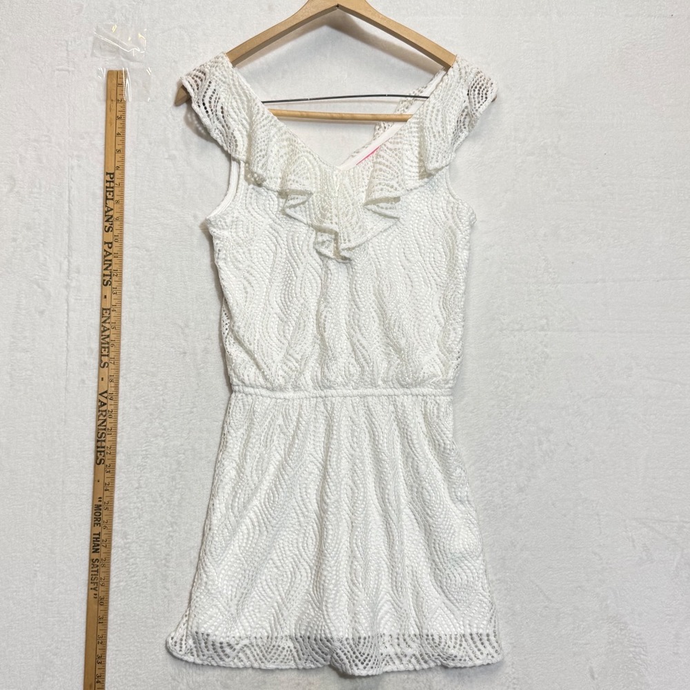 Lilly Pulitzer White Lace Ruffle Romper Eyelet Summer Resort Womens Small S